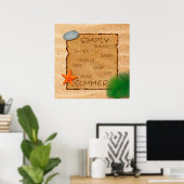 Parchemin sur Arrière - plan de sable - Poster Imp (Bureau à domicile)