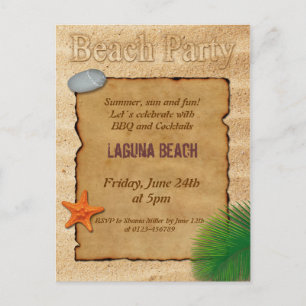 Parchemin sur Sand Beach Party Invitation Carte po