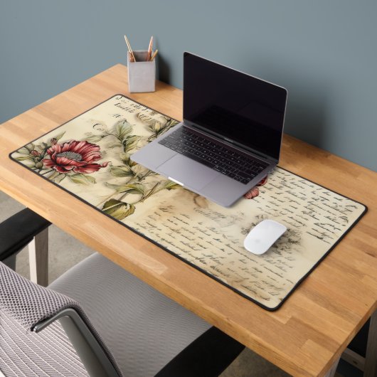 Parchemin Vintage avec Découpage Floral Élégant (Bureau 2)