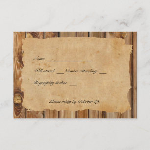 Parchemin Wood Heart rsvp avec enveloppes