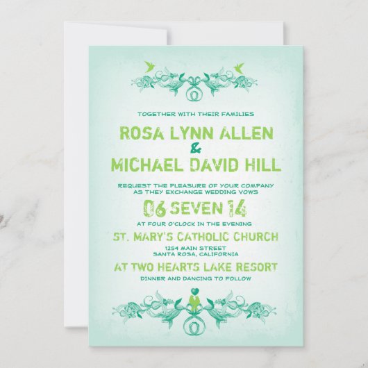 Parchemins vintages et Oiseaux - invitation de mar (Devant)