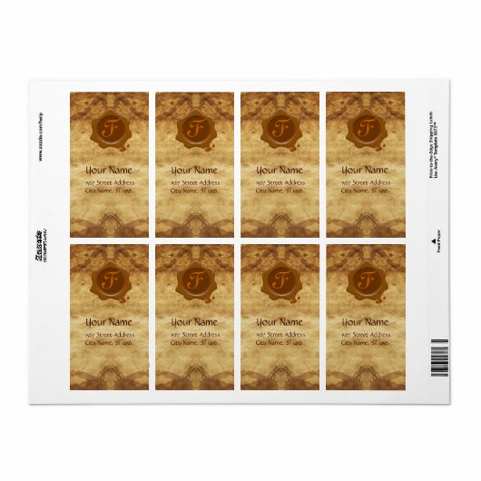 PARCHES EN BROWN WAX SEAL MONOGRAM ETIKET (Full Sheet)