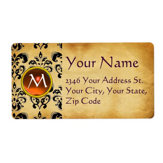 PARCHMENT DAMASK GEM ETIKET (Voorkant)