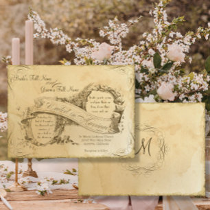  Parchment Elegant Script Tea Wedding Kaart