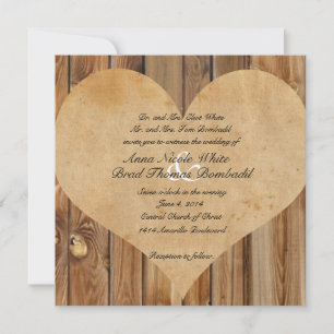 Parchment Heart Wood Country Weddenschap Kaart