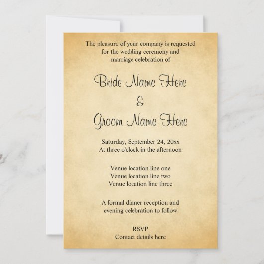 Parchment Pattern Design Wedding Kaart (Voorkant)