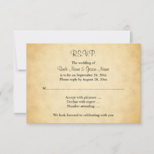 Parchment Pattern Design Wedding RSVP Kaartje