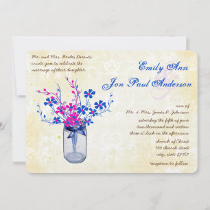 Parchment Pink and Navy Wild Flower Mason Jar Kaart