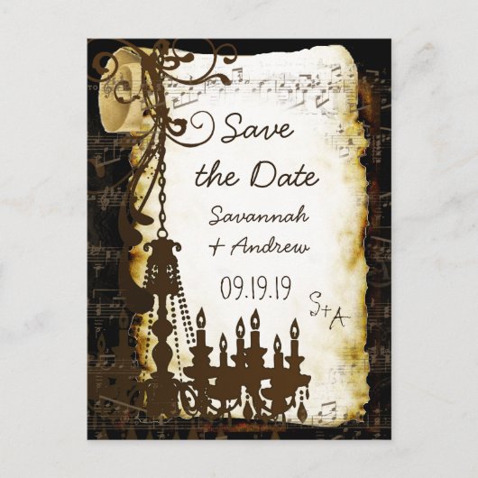 Parchment Scroll Chandelier Save the Date Aankondigingskaart (Voorkant)
