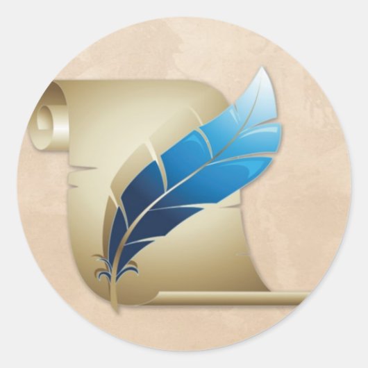 Parchment Scroll en Quill Ronde Sticker (Voorkant)