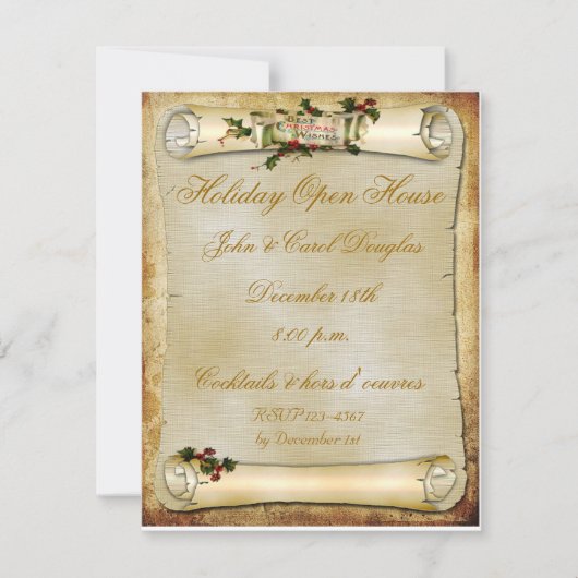 Parchment Scroll Holiday Uitnodiging (Voorkant)