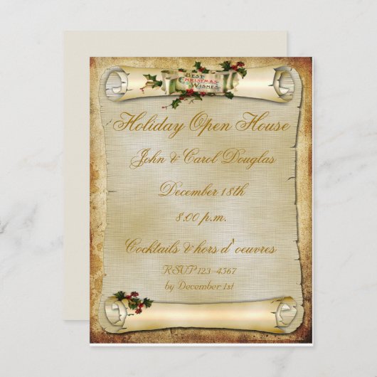 Parchment Scroll Holiday Uitnodiging (Voorkant / Achterkant)