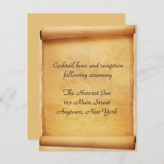 Parchment Scroll Reception Card Informatiekaartje (Voorkant / Achterkant)