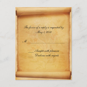 Parchment Scroll Response Card RSVP Kaartje