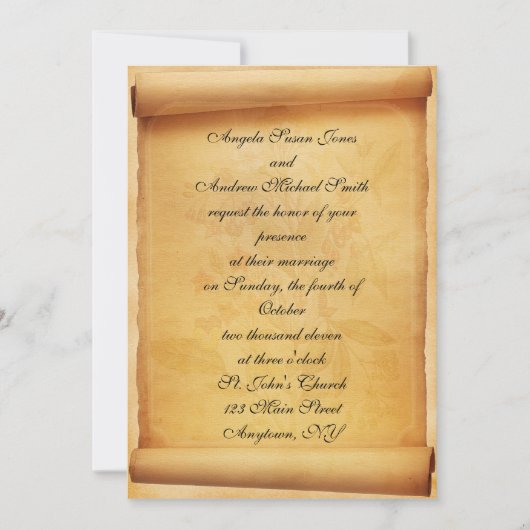 Parchment Scroll Wedding Invitation Kaart (Voorkant)
