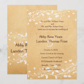 Parchment White Vine Wedding Invitation Kaart (Voorkant / Achterkant)