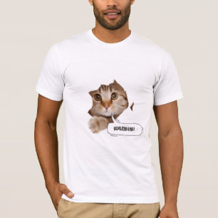 Pardon? – Grappige Kat Gescheurde Papier T-Shirt