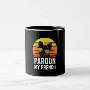 Pardon My French Hondenliefhebber Gift Frenchie Bu Tweekleurige Koffiemok