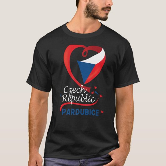 Pardubice Tsjechische Republiek Hart Vlag Leeuw ja T-shirt (Voorkant)