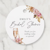 Parel Bloemen & Prosecco Bloem Bruiloft Feest Bedankjes Labels (Voorkant)