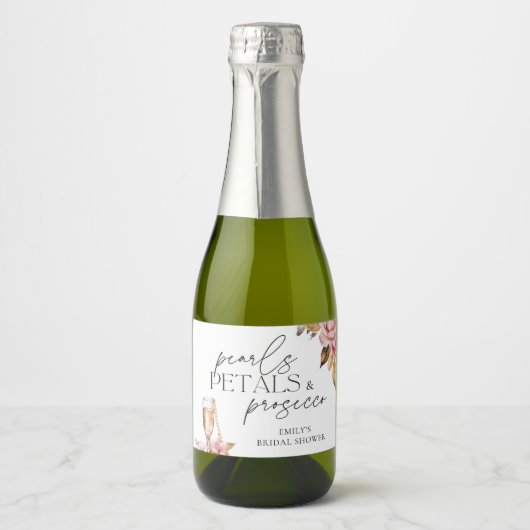 Parel Bloemen & Prosecco Bloemrijke Bruidsdouche Sparkling Wijnetiket (Voorkant)