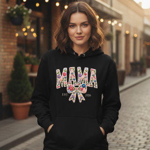 Parel Bloemige Mama Varsity Elegante Vrouwelijke Hoodie
