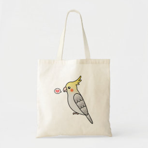 Parel Cartoon Cockatiel Papegaai Vogel Liefde Tote Bag