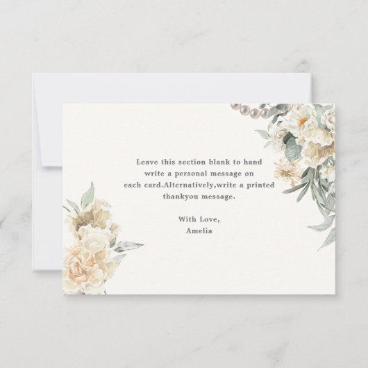 Parel en prosecco bloemrijke bruidsmeisjesfeest bedankkaart (Achterkant)