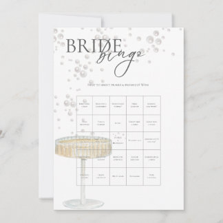 Parel- en Prosecco Bruidsbingo-spel Kaart