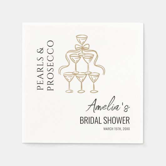 Parel en Prosecco Bruidsdiner Servet (Voorkant)