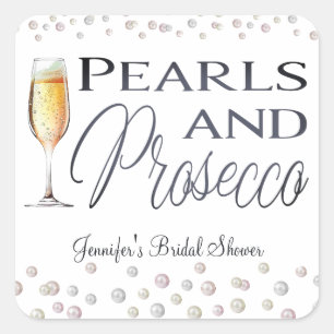 Parel en Prosecco Bruidsdiner Vierkante Sticker
