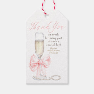 Parel- en Prosecco Bruidsdouche Bedankt Cadeaulabel