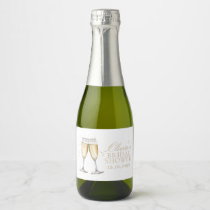 Parel- en Prosecco Bruidsdouche Papieren Borden Sparkling Wijnetiket