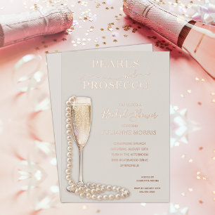 Parel- en Prosecco Bruidsfeest Brunch & Mousserend Folie Uitnodiging
