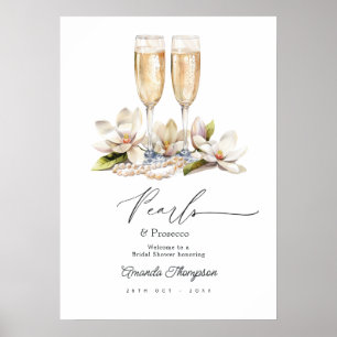 Parel- en Prosecco Bruidsfeest Welkomstbord Poster