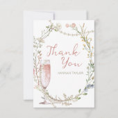 Parel- en Prosecco Bruidsmeisjeduivende Bruiloft Bedankkaart (Voorkant)