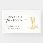 Parel- en Prosecco Bruidsmeisjesfeest Minimal  Spandoek (Horizontaal)