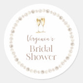 Parel- en Prosecco Bruidsmeisjesfeest Sticker (Voorkant)