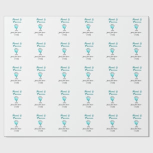 Parel en prosecco bruiloft blue zwart naam cadeaupapier