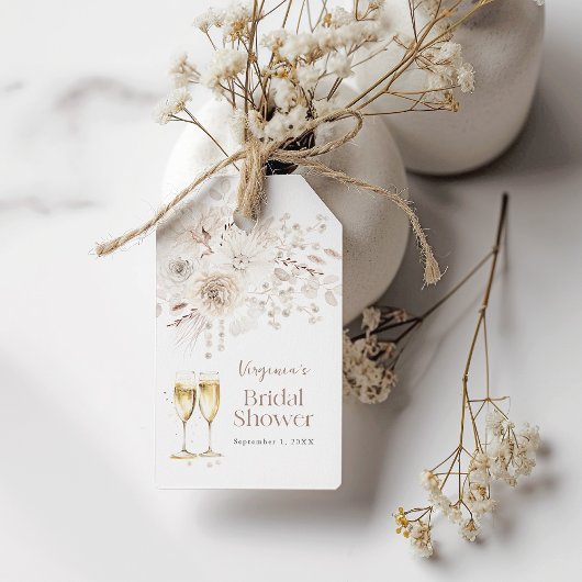 Parel en Prosecco Bruiloft Cadeaulabel
