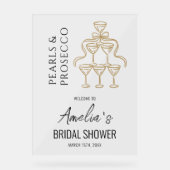 Parel- en Prosecco Bruiloft Feest Welkom Bord (Voorkant)
