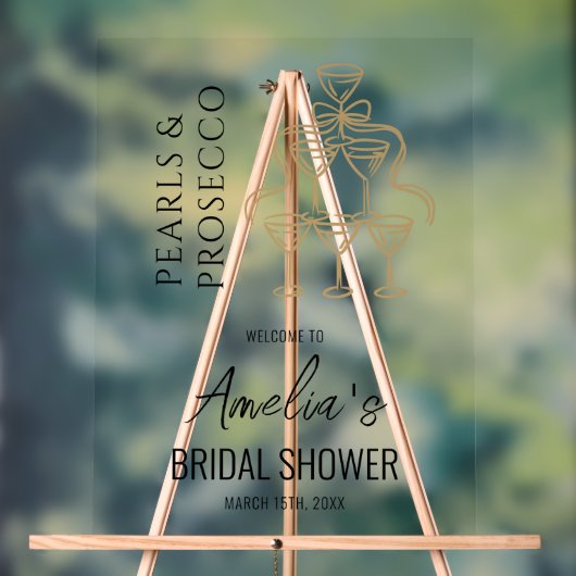 Parel- en Prosecco Bruiloft Feest Welkom Bord (Neutraal)