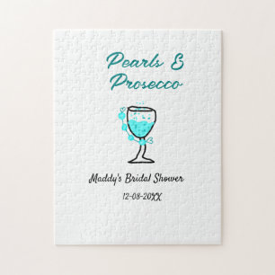 Parel- en prosecco bruiloftsfeest blauw zwart naam legpuzzel