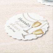 Parel en prosecco Elegante bruidsdouche Kartonnen Onderzetters (Gekanteld)