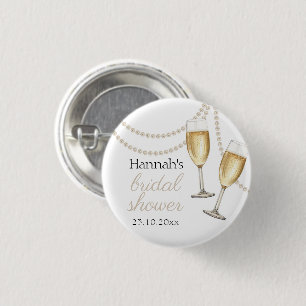 Parel en prosecco Elegante bruidsdouche Ronde Button 3,2 Cm