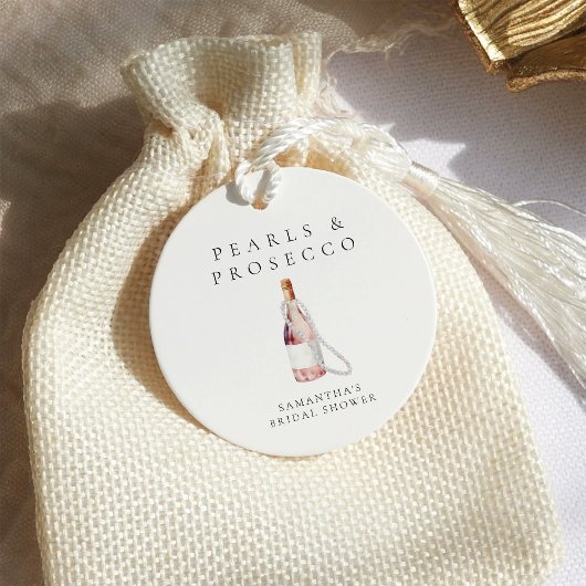 Parel- en Prosecco Elegante Bruidsmeisjes Bruiloft Bedankjes Labels