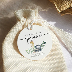 Parel- en Prosecco Elegante Gouden Bruidsdouche Bedankjes Labels