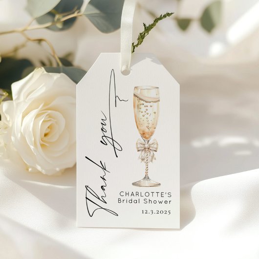 Parel en Prosecco Parelboog bruids- Dank je Cadeaulabel