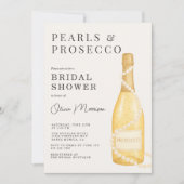 Parel- en Prosecco QR-code Bruidsuitnodiging Kaart (Voorkant)