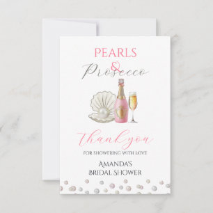 Parel en Prosecco Roze Bruidsdiner Bedankkaart